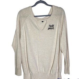 4/$25 Torrid Hell Yeah Cutout Neck Sweater Oatmeal Pullover Cotton Knit Sz 2
